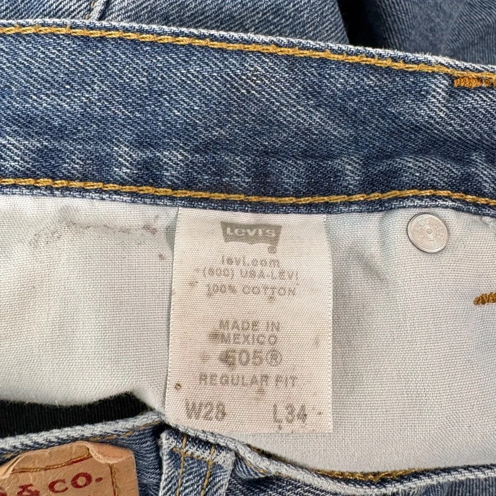 Levis Jeans Men 28x34 Blue 505 Regular Fit Straight Leg Denim Casual Everyday